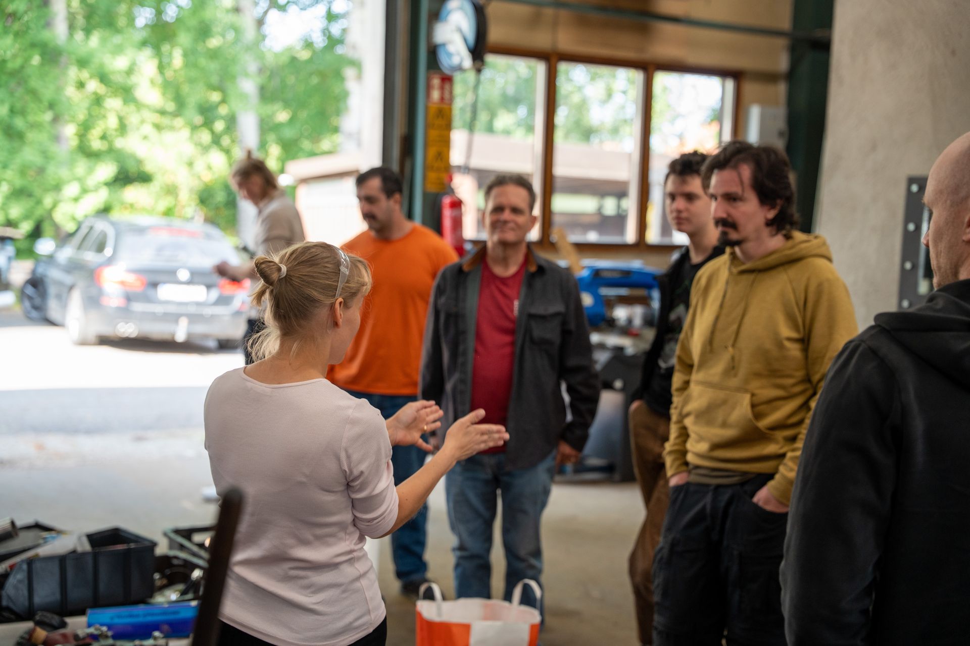 The group being shown around the HPC workshop