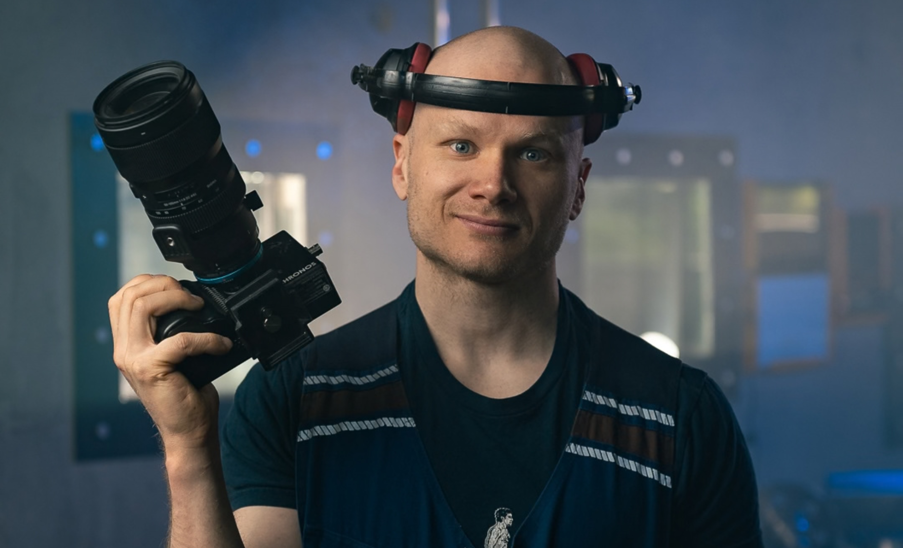 Lauri Vuohensilta holding his favorite camera